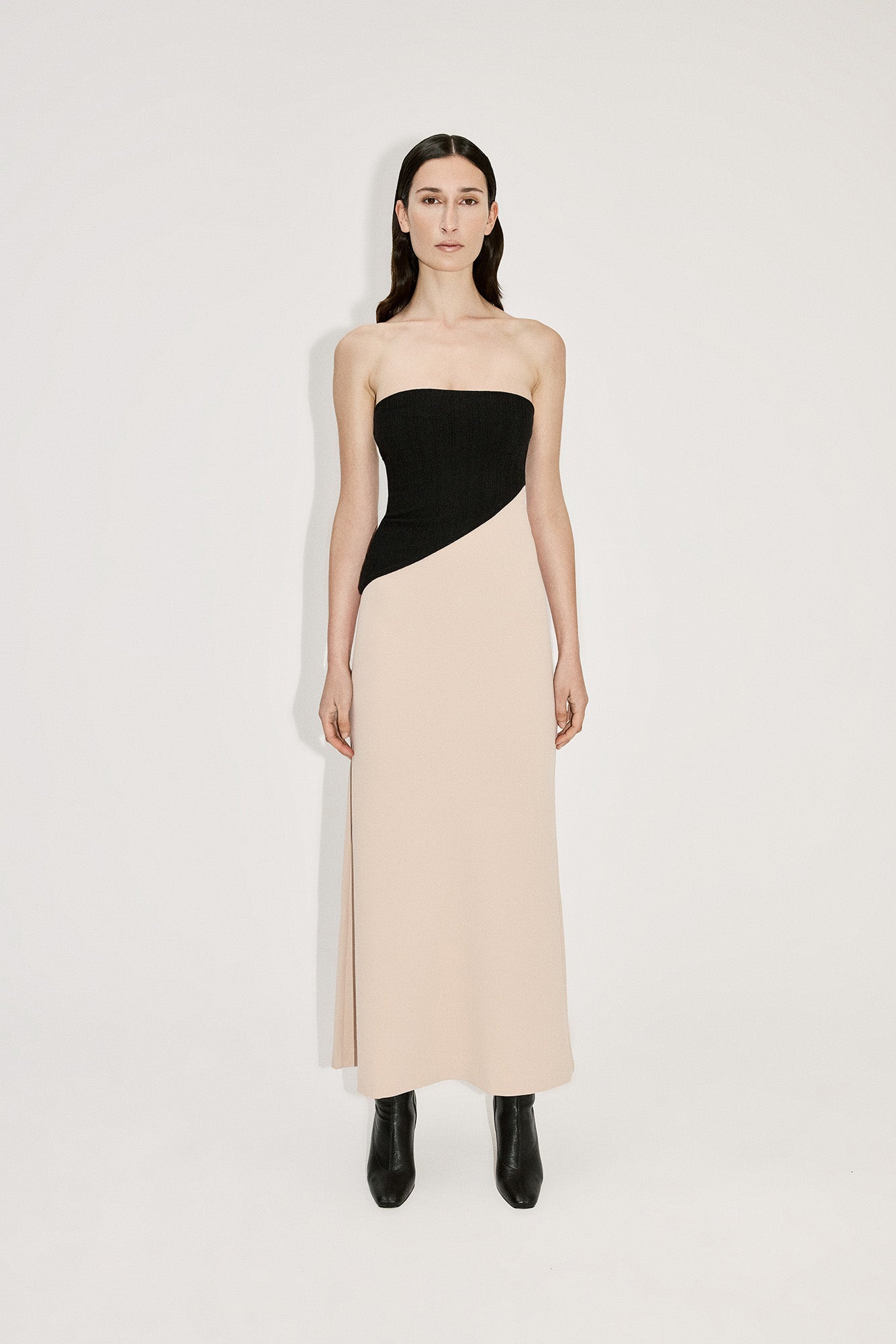 TWO TONE ASYMMETRIC LINE DRESS