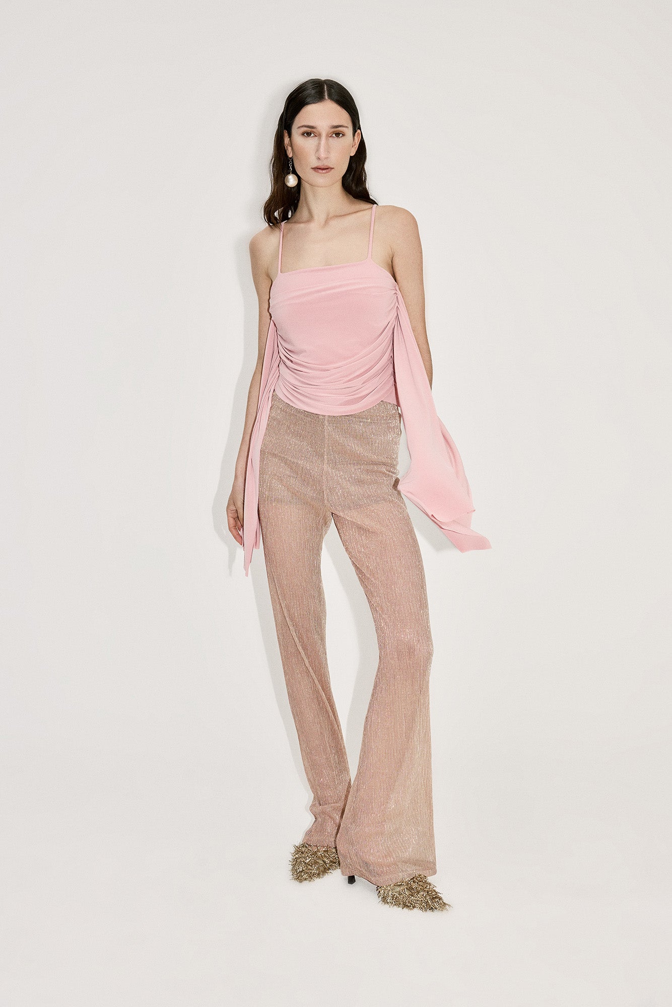 LINED CRINKLE SHEER PANT