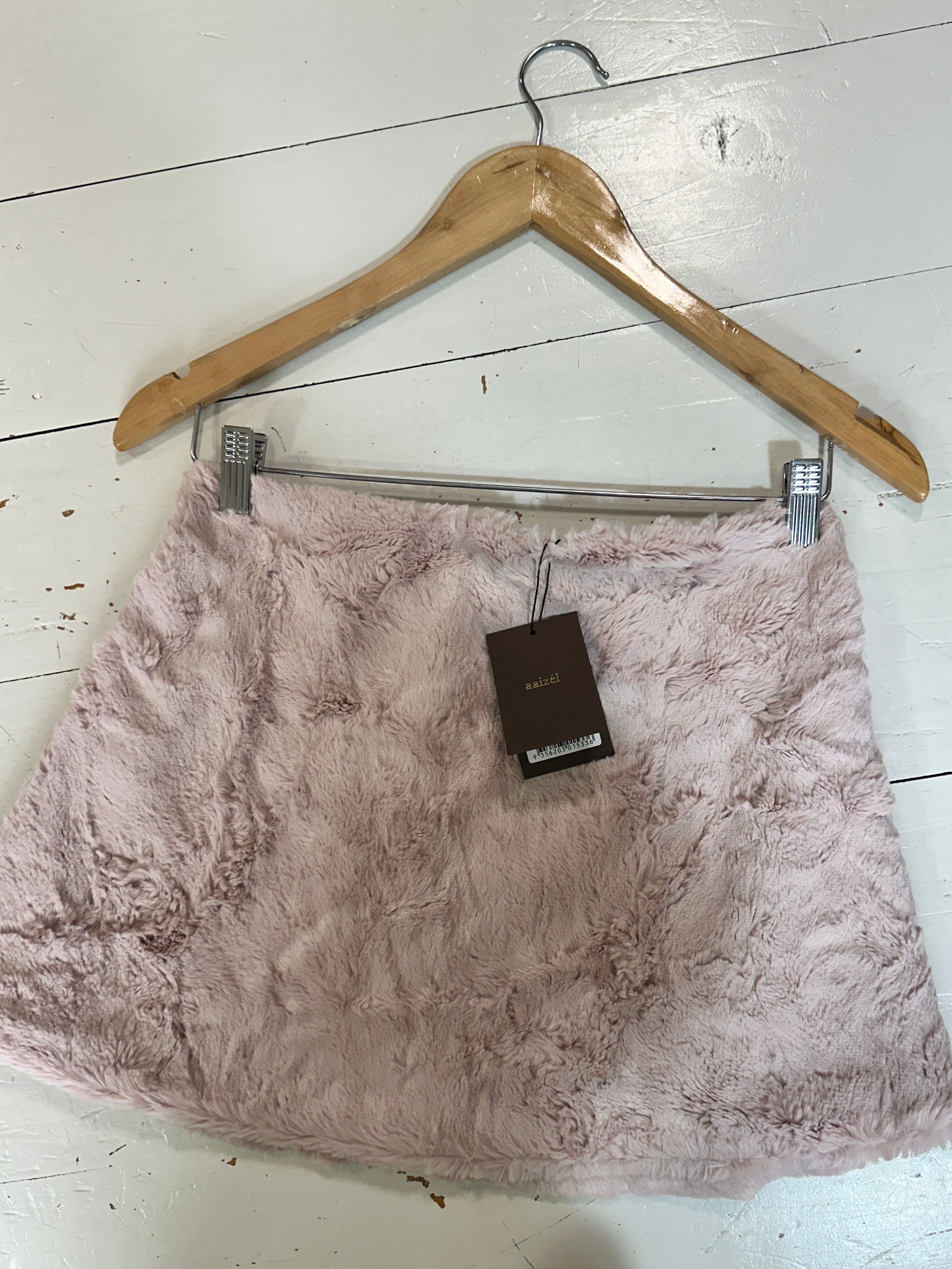 FAUX FUR LINED MINI SKIRT MINK