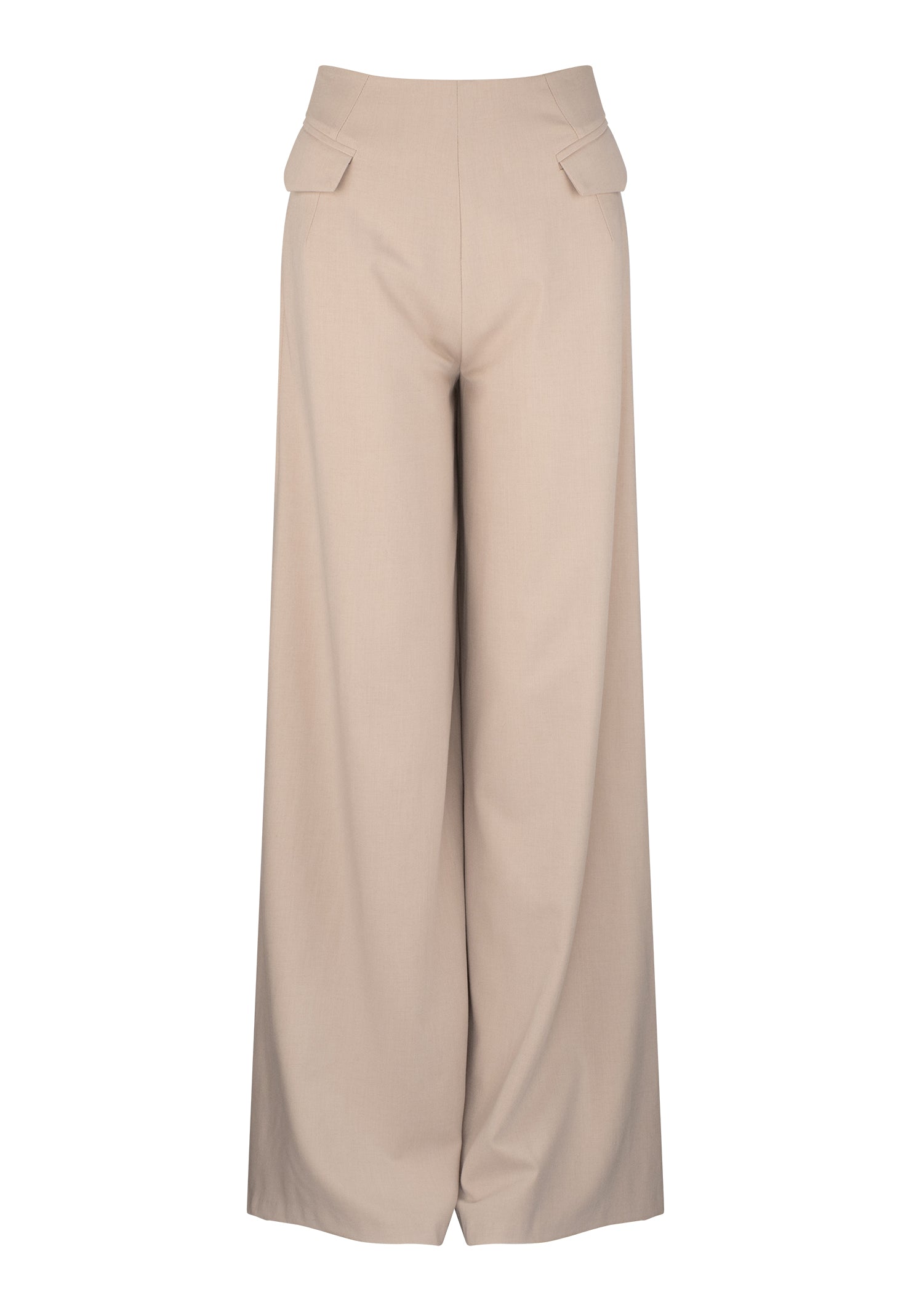 BEIGE DIPPED BACK WIDE LEG PANT